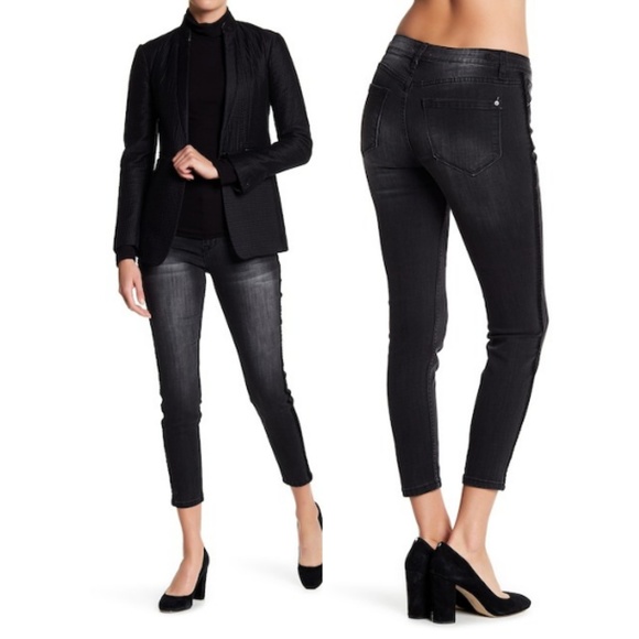 Kensie Denim - Kensie Velvet Panel Trim Skinny Crop Jeans